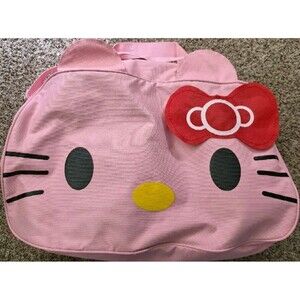 Sanrio Hello Kitty Character Pink Adjustable Duffle Bag with Red Bow, Animation